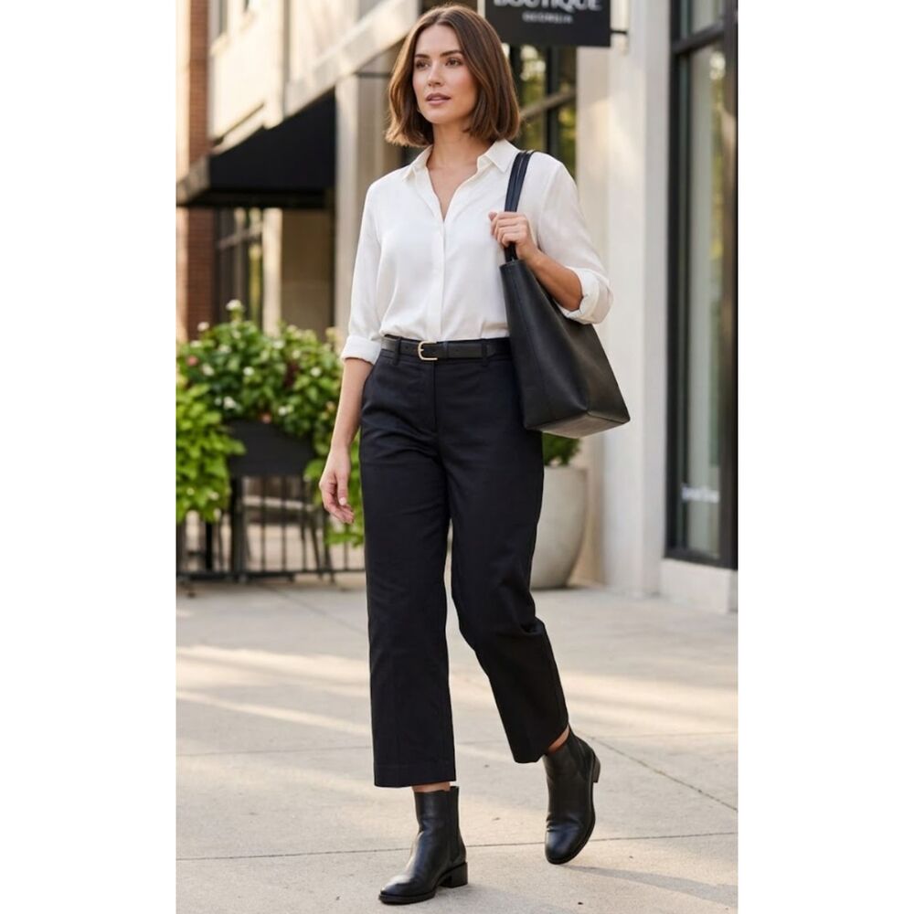 NEW Talbots Chelsea Crop High Waist Pants Black Women's Size 8